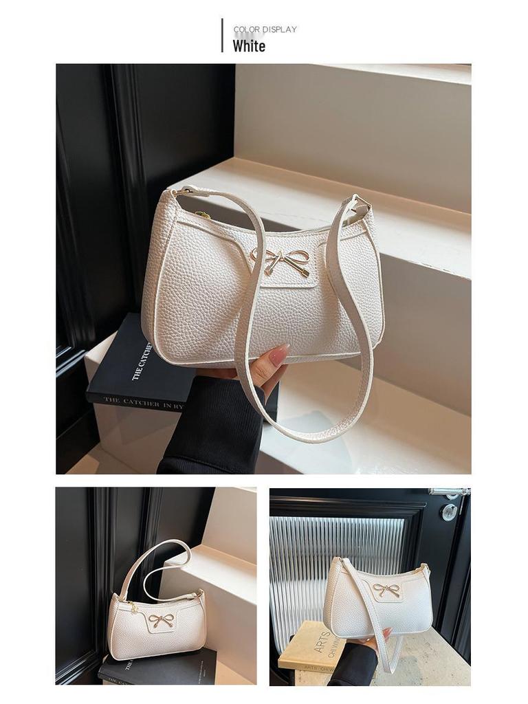 2025 Korean Style Bow Armpit Baguette Shoulder Bag - Fashionable & High Quality for Women