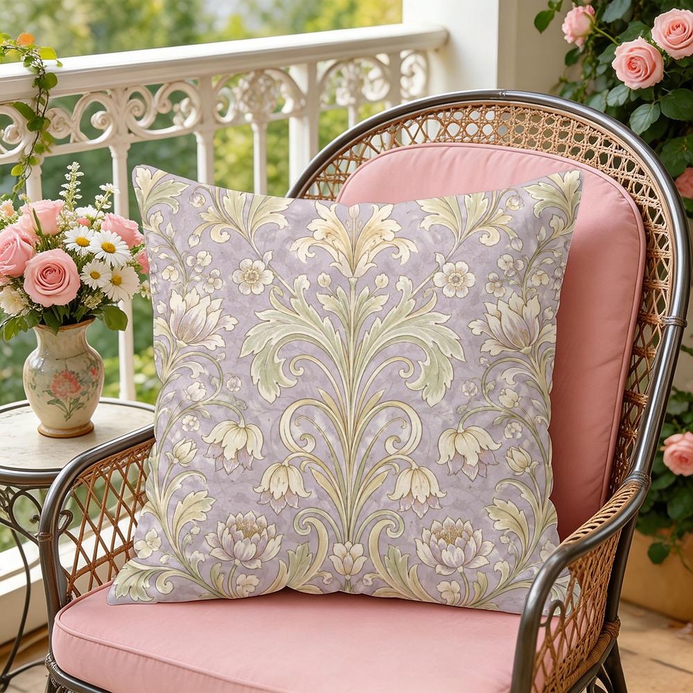 Victorian Botanical Cushion Cover Silky Short Plush Invisible Zipper Dustproof Sofa Pillow Case For Home Decor