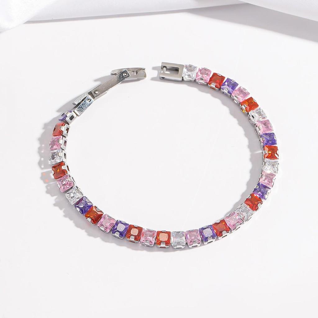 Cherry Epoxy Titanium Steel Bracelet for Women - Sweet Dopamine-Inspired Design