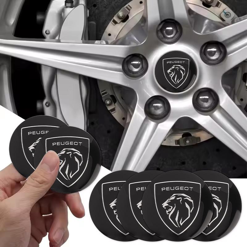 4ks 56mm Samolepky s emblémem středové krytky kol auta černostříbrné Pro Peugeot 307 308 206 207 208 407 508 5008 106 107 205 4008 301