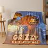 Lustige Grizzy und die Lemminge Cartoon Flanelldecke Weiche Warme Überwurfdecke für Bett Schlafzimmer Zimmer Wohnzimmer Reise Picknick Kind