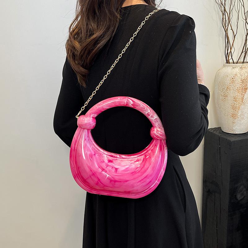 Fashion Acrylic Special-shaped Glossy Women's Dinner Handbag, New Exquisite Glossy Shoulder Messenger Bag