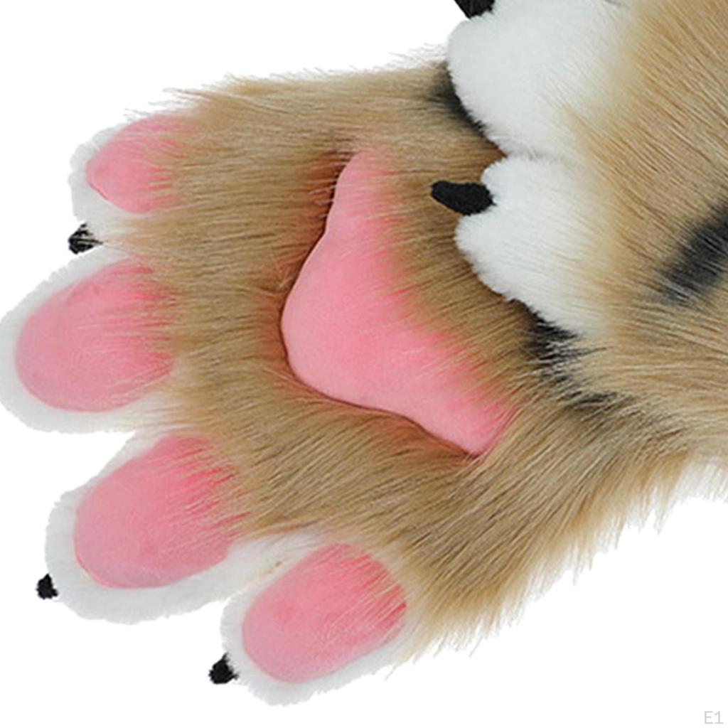2 Pieces Furry Gloves Plush Hand Women Winter for Fancy Dress up Party