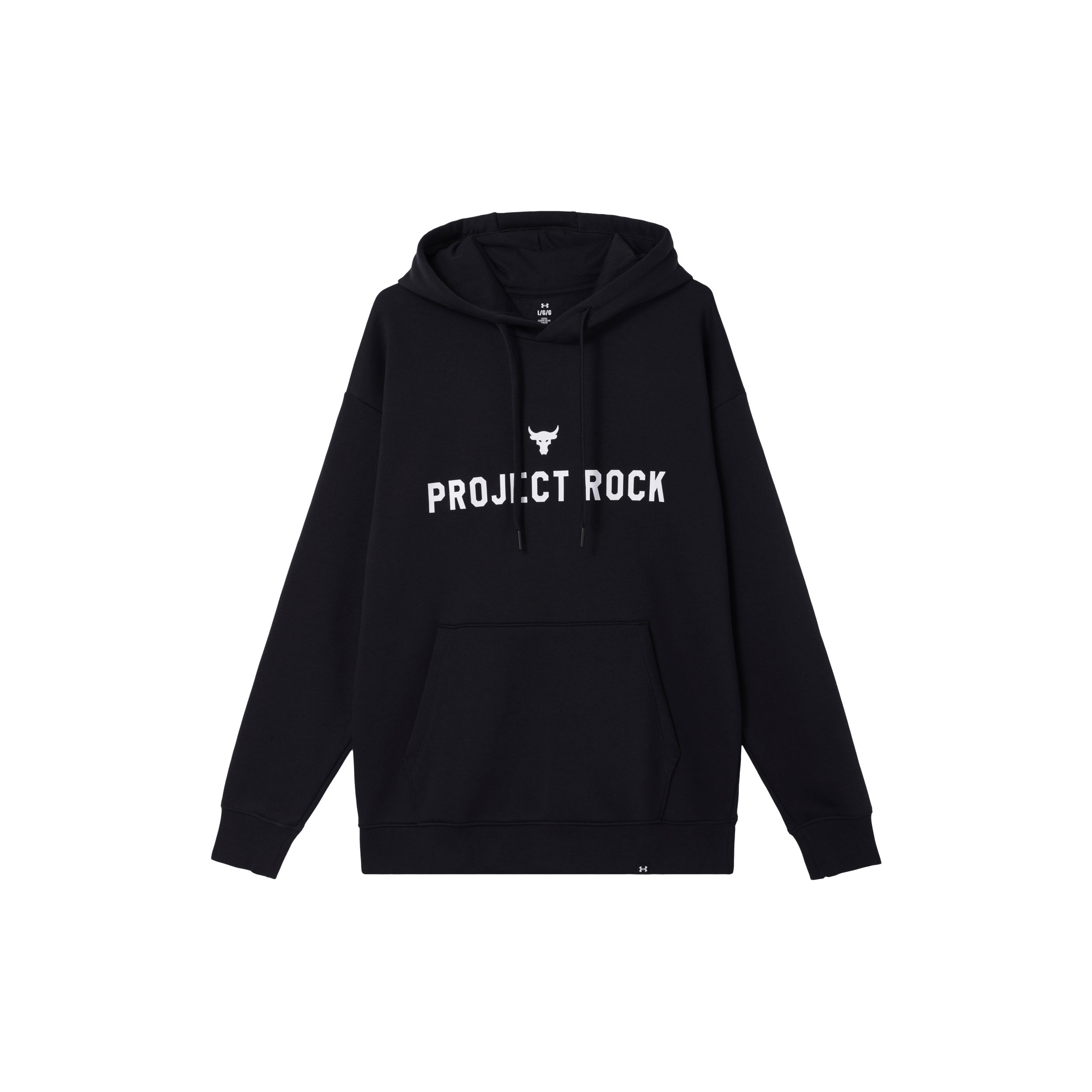 Under Armour Project Rock Letter Print Fashion Hoodie Men Black 1386882-001 M