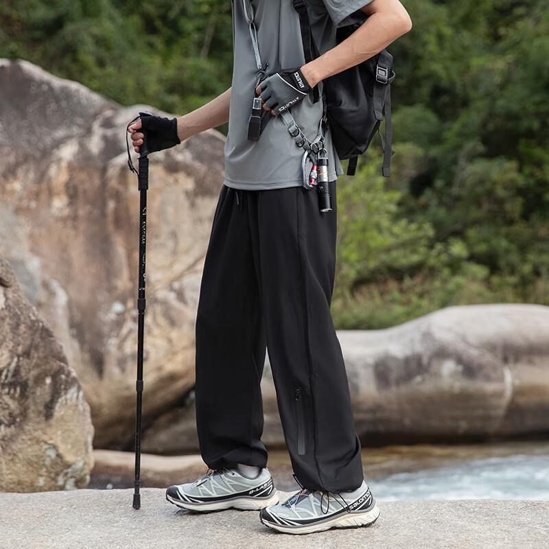 SWAMP AREA Outdoor Lightweight Quick-Dry Hiking Pants for Men, Spring And Summer Waterproof Straight-Leg Cargo Pants WS098 Matte Black XL