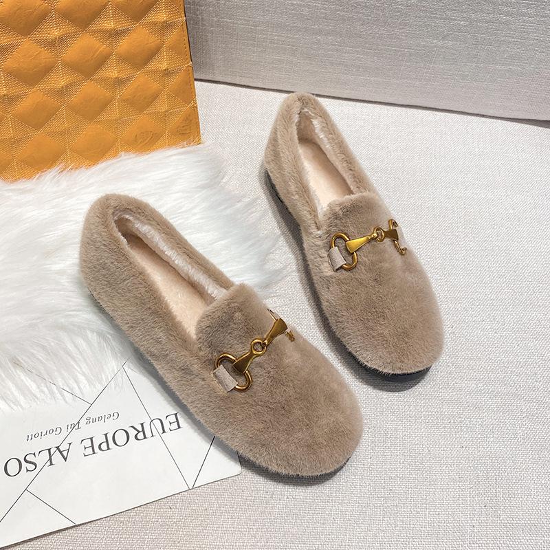 Mao Mao Shoes Women's Winter Wear 2025 Mink Hair Doudou Shoes Thick-soled Velvet Thermal Cotton Shoes Large Size Velvet Thicker