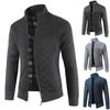 Casual Men Autumn Zip Thick Knitted Sweater Pockets Warm Slim Cardigan Coat