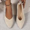 Women's Pointed Toe Knit Flats - Breathable Slip-On Casual Shoes with Soft Sole - Lightweight Comfortable Work & Daily Wear