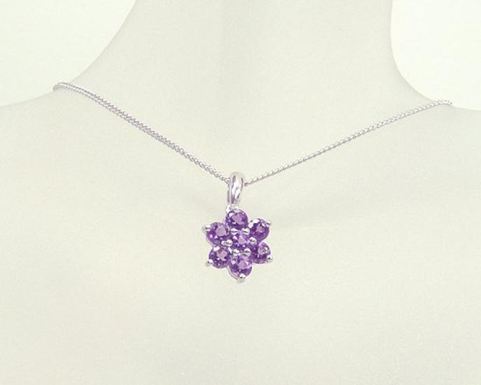 And My Jewelry Silver Amethyst Pendant Necklace Luxurious 14237 [Your Box] - Seven-Stone [February Birthstone] [Gift Wrapped]