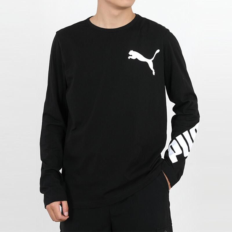 Puma Big Logo Long Sleeve Casual T-Shirt Men Tops Black 845979-01