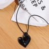 Premium Feeling Love Necklace Black Rope Collarbone Chain Simple Sweater Chain  Girl