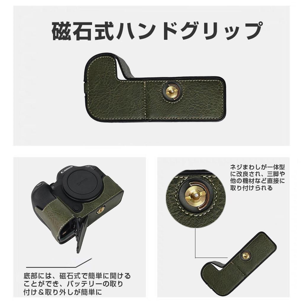 BEADY PU Leather Half Case for Canon EOS Mark Protective Green R5/R6/R6 II, Cover,