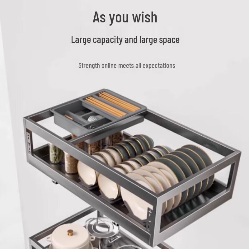 Beifu Double-Tier Pull-Out Cabinet Dish Rack Organizer