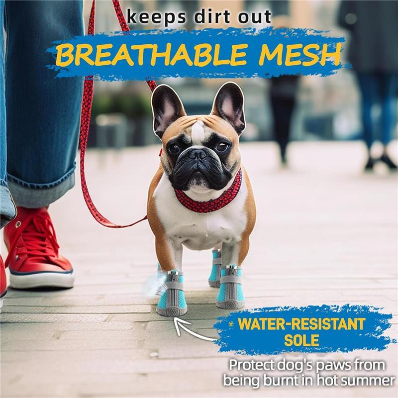 Dog Shoes for Small Dogs, Breathable Dog Boots Paw Protector for Hot Pavement Winter Snow, Dog Booties with Reflective Strips Rugged Anti-Slip Sole