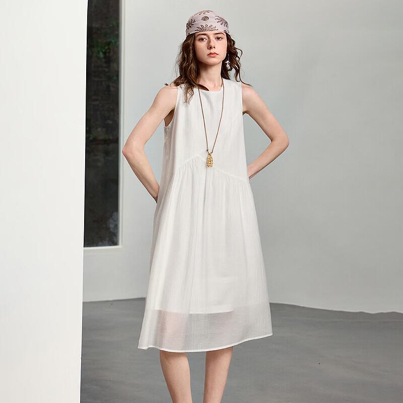 Women's Tencel Acetate Irregular Ruched A-Line Sleeveless Dress