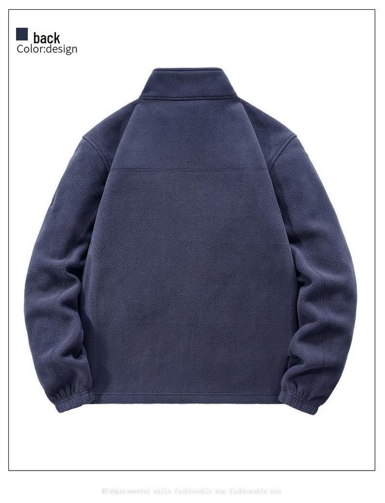 Men's Outdoor Stand Collar Fleece Jacket – Warm, Multi-Pocket, Autumn/Winter Casual Style