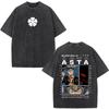 Washed Anime Black Clover Logo Graphic Print T-shirt Harajuku Summer Fashion Casual Cotton Oversized T-shirts Tops Streetwear