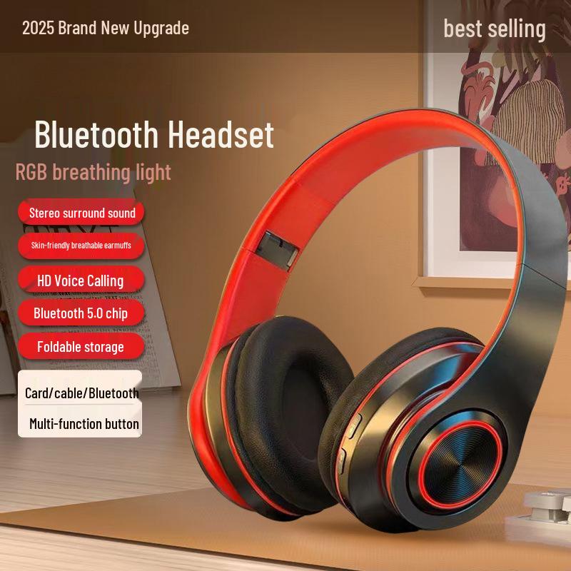 B39 Over-Ear Bluetooth Headphones with Cool Light Effects, Card Slot, and Superior Sound Quality for Men, Women, and Students.