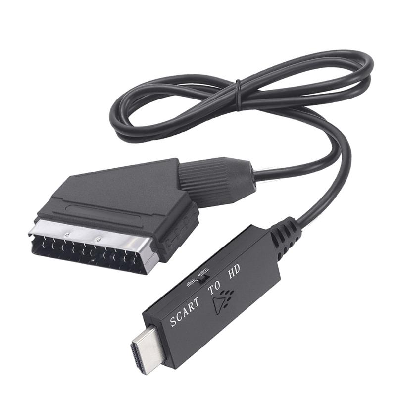 ABUO-Scart To -Compatible HD 1080P Video Converter Adapter, Male To Female For HDTV, DVD, PC, 1M Cable