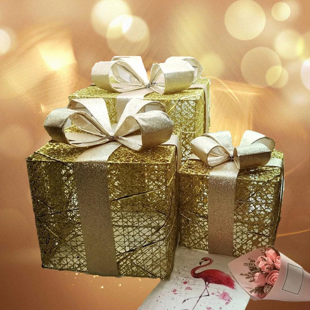 Christmas Box Gold Sturdy Multifunctional Exquisite Workmanship Christmas  Box Ornaments For Stores