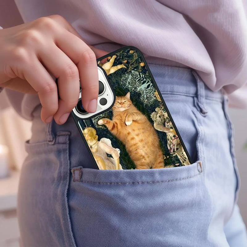 Fun Cat Art Parody Phone Case For IPhone 18 17 Air 15 16e 14 13 Pro Max Coque 12 11 Pro Max PLUS Cover