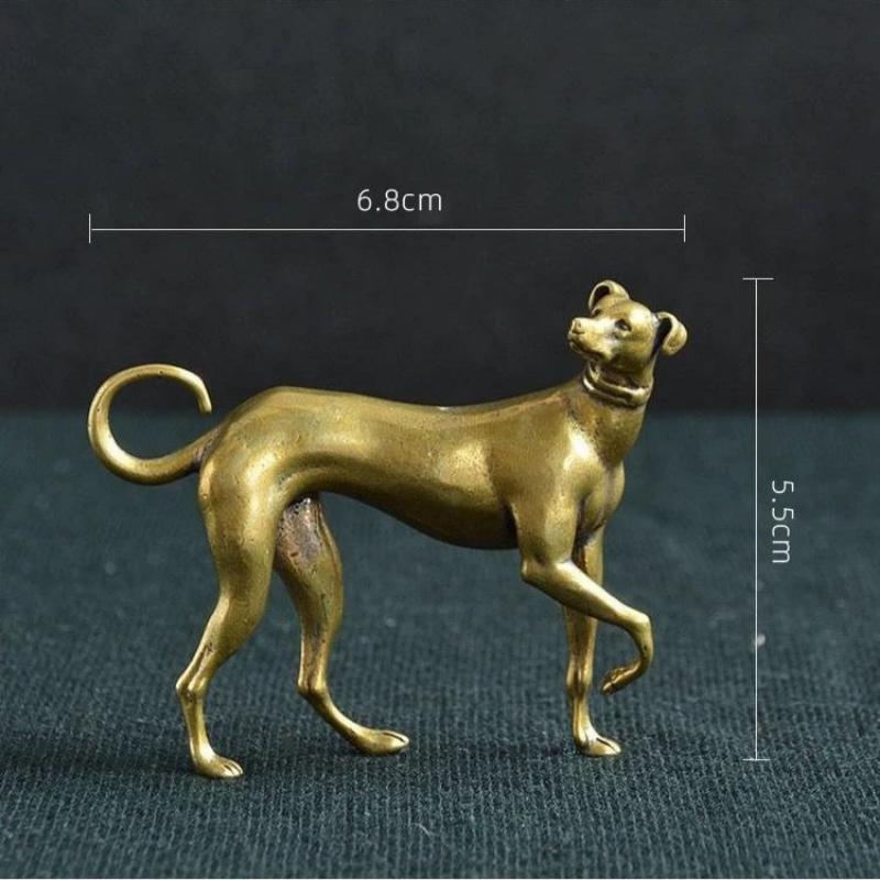 Mini Brass Puppy Statue Cute Dog Metal Sculpture Wolfdog Poodle Hound Pet Figurine Home Decoration Desktop Cabinet Ornaments