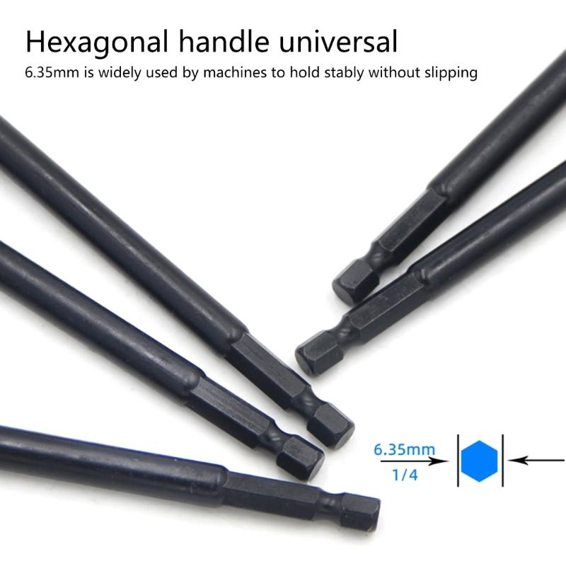 Packung mit 5 langen Sechskant-Steckschlüssel-Sets für Elektro- und Druckluftwerkzeuge mit Legierungsstahlkonstruktion