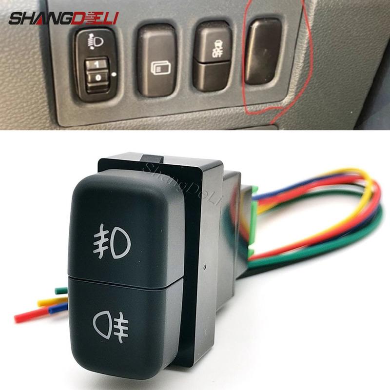 

1 шт. DC12V Подходит для Mitsubishi Pajero Triton ASX Lancer 2006-2011 Красный светодиодный переключатель кнопки противотуманного света (передний/задний) с проводом