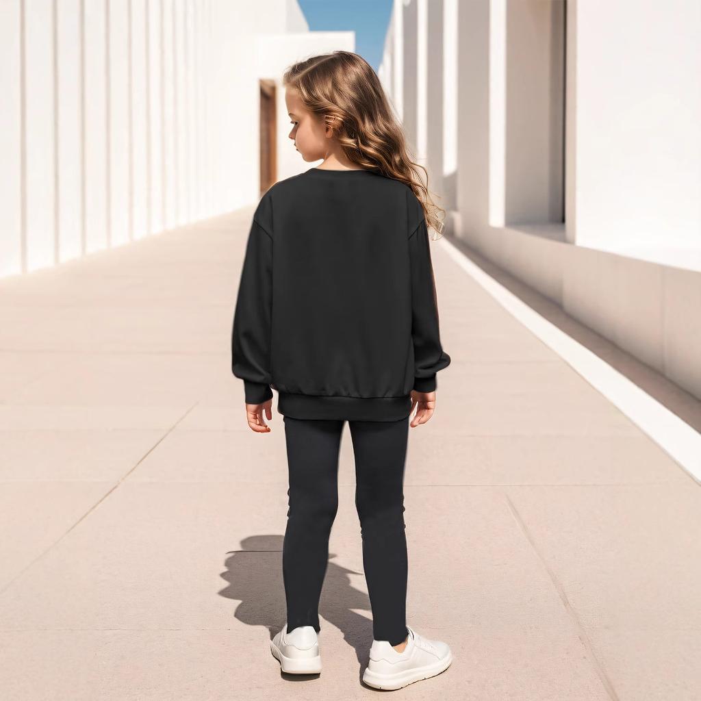 Mädchen Mode Set Sommer Kinder Casual Gedruckt Langarm Hoodie + Leggings Set