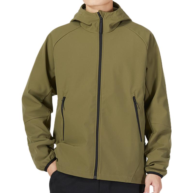 adidas Sudadera con capucha y cremallera de color liso con estampado de logo en la manga Chaqueta Ropa de abrigo para hombre Verde militar HN2057