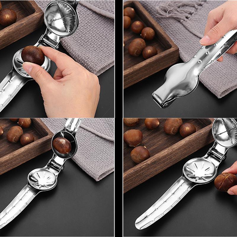 Stainless Steel Chestnut Machine, Chestnut Clip, Walnut Pliers, Sheath Cutter, Opener, Nut Cracker, Sheller Kitchen Tool, 2in 1