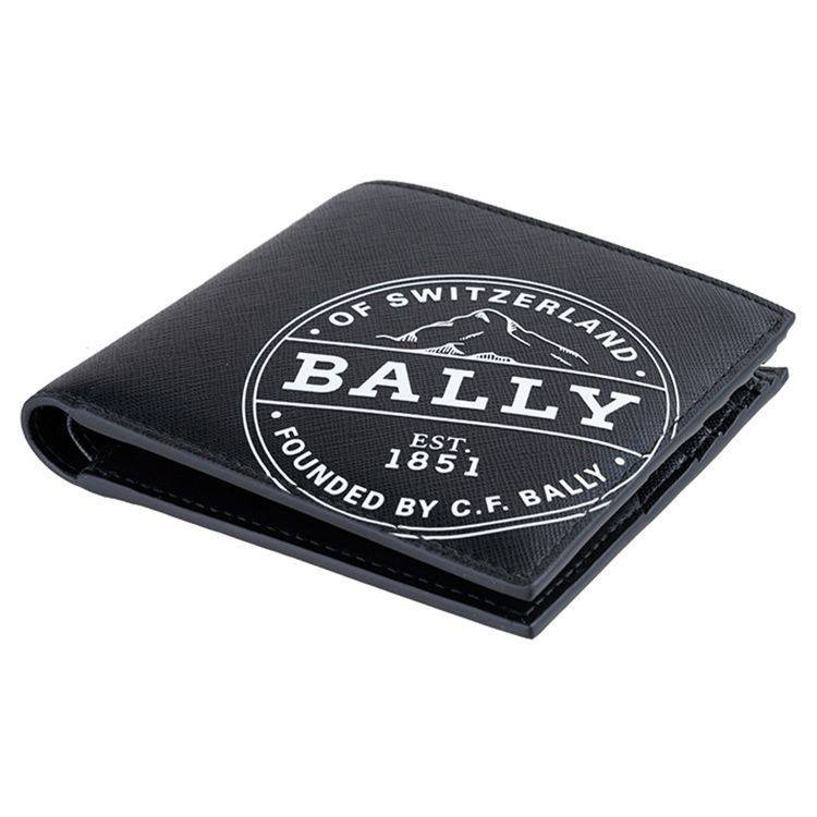 Bally Classic Logo Canvas Wallet Business Card Holder Coin Purse Men Wallet Black 6237366