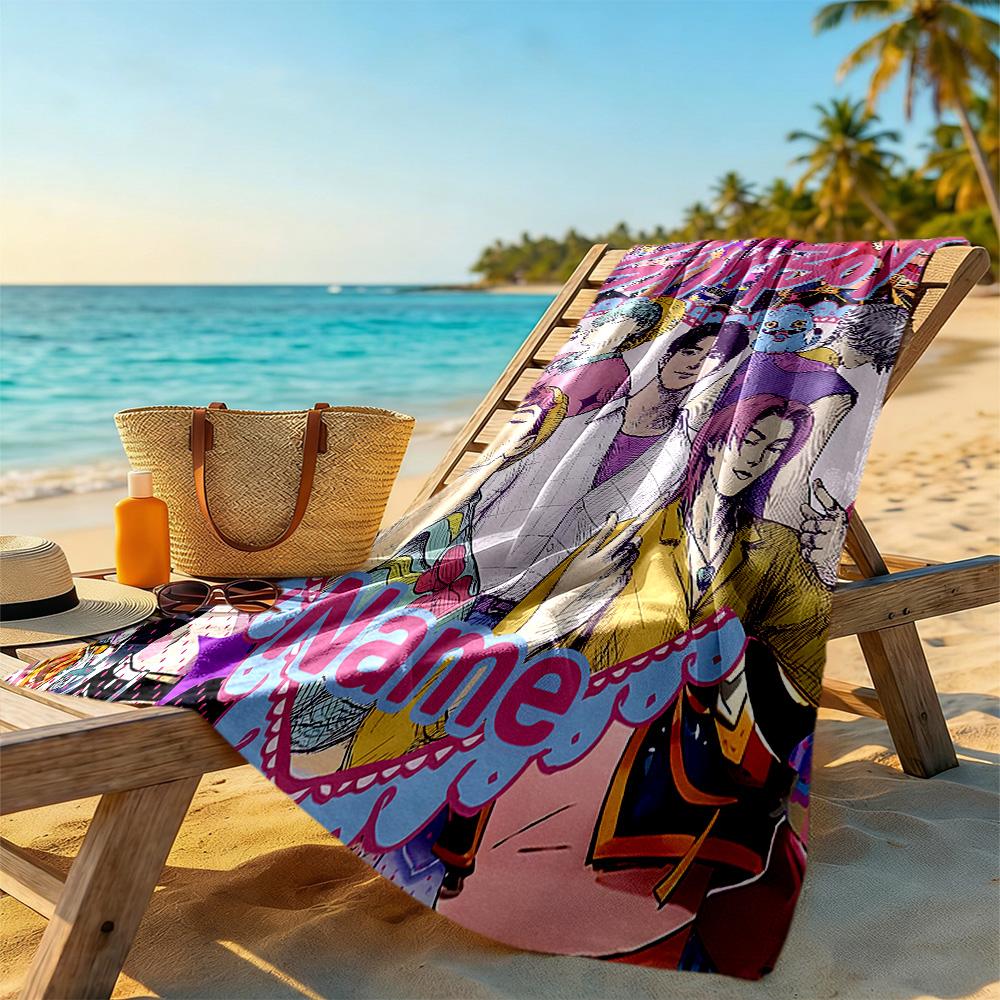 Saja Boys Customized Name Beach Towel Soft Durable Quick-Dry Suitable for Sports Travel Swimming Yoga Bathroom Beach And Pool