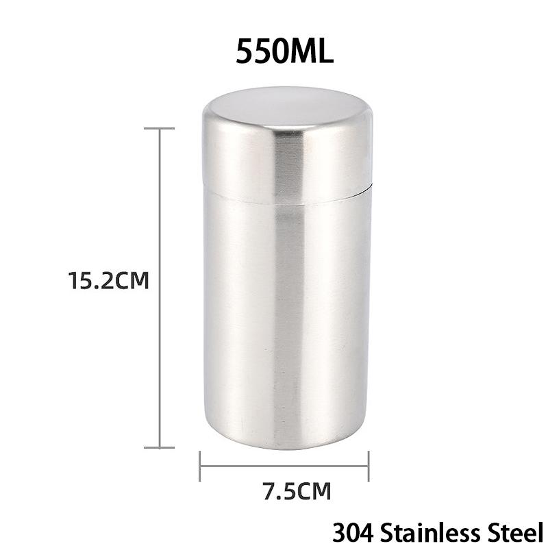 400/550Ml Tea/Coffee Canister With Airtight Double Lids For Loose Tin Containers Stainless Steel Storage