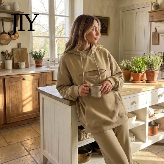 Casual Pullover Top Women Hoodie with Pet Pouch, Solid Color Hooded Sweatshirt Kangaroo Cat Pouch Pocket Pocket, for Carrying Small Dogs Cats