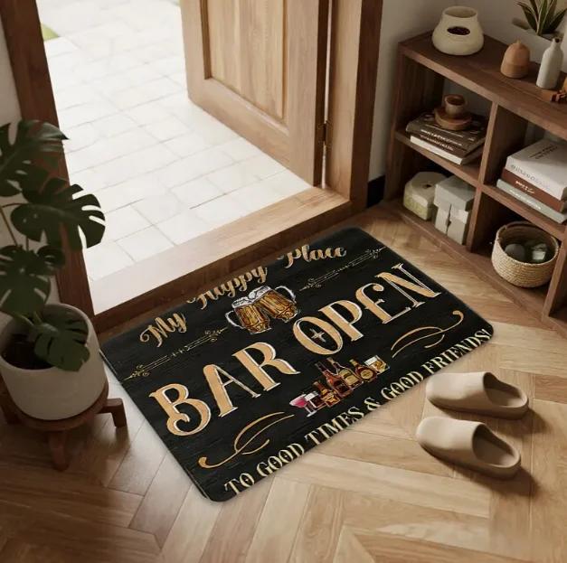 The Beer Welcome Mat Themed 'bar Open' Features Anti Slip Design Living Rooms Kitchens Dining Rooms Terraces Cafes Home Decor