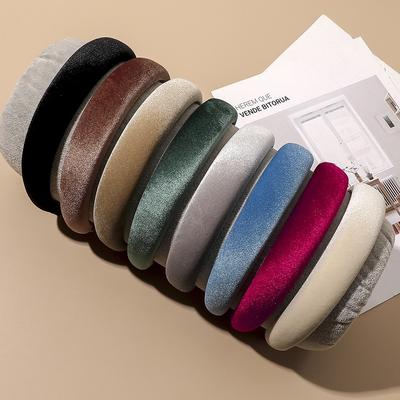 Solid Velvet Bezel Women Headband Vintage Sponge Thick Hair Bands Soft Hairband Headwear Hair Accessories Headwear