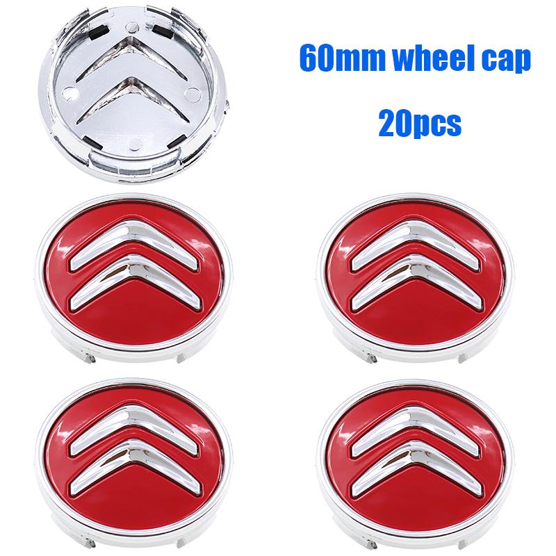 20pcs 60mm Citroen 3D Logo Car Emblem Wheel Center Hub Cap Auto Rim Refit Dust-proof Badge Covers Sticker Styling Accessories