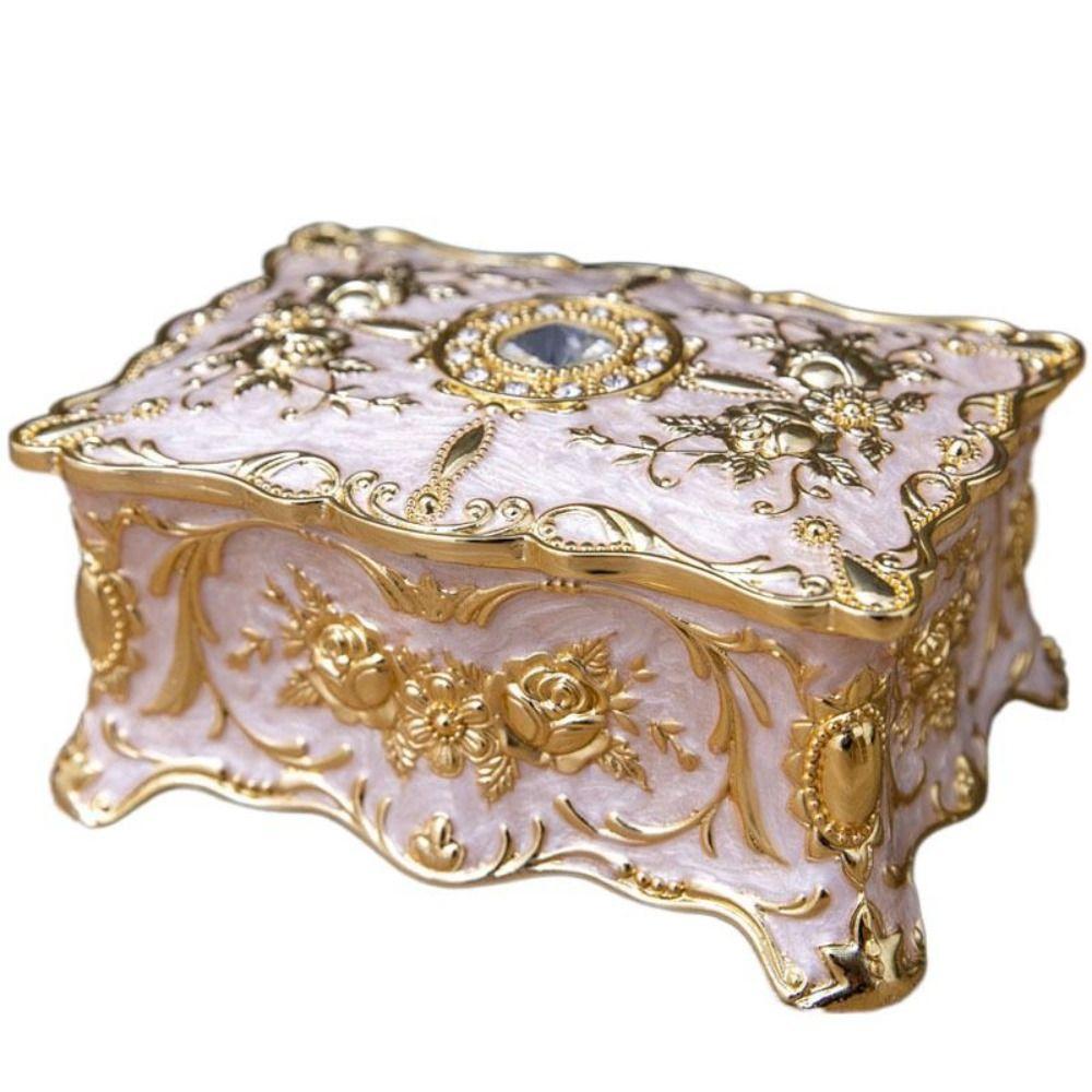 Metal High-end Necklace Ring Vintage Cosmetic Container Jewelry Box Storage Box Trinket Organizer