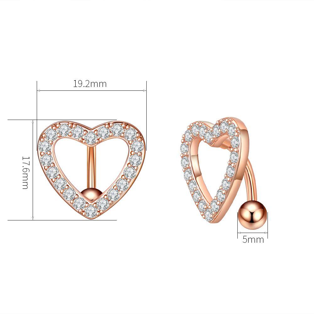 14G Stainless Steel Heart Dangled Belly Button Rings Belly Piercing Nombril for Women Girls Pink Zircon Crystal Sexy Navel Ring