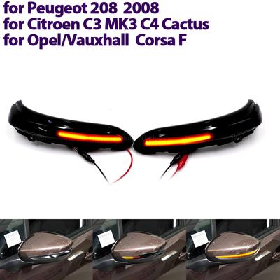 Dynamischer LED-Blinker Sequenzielles Rückspiegellicht Für Peugeot 208 2008 12-22 Citroen C3 MK3 C4 Cactus Opel Corsa F