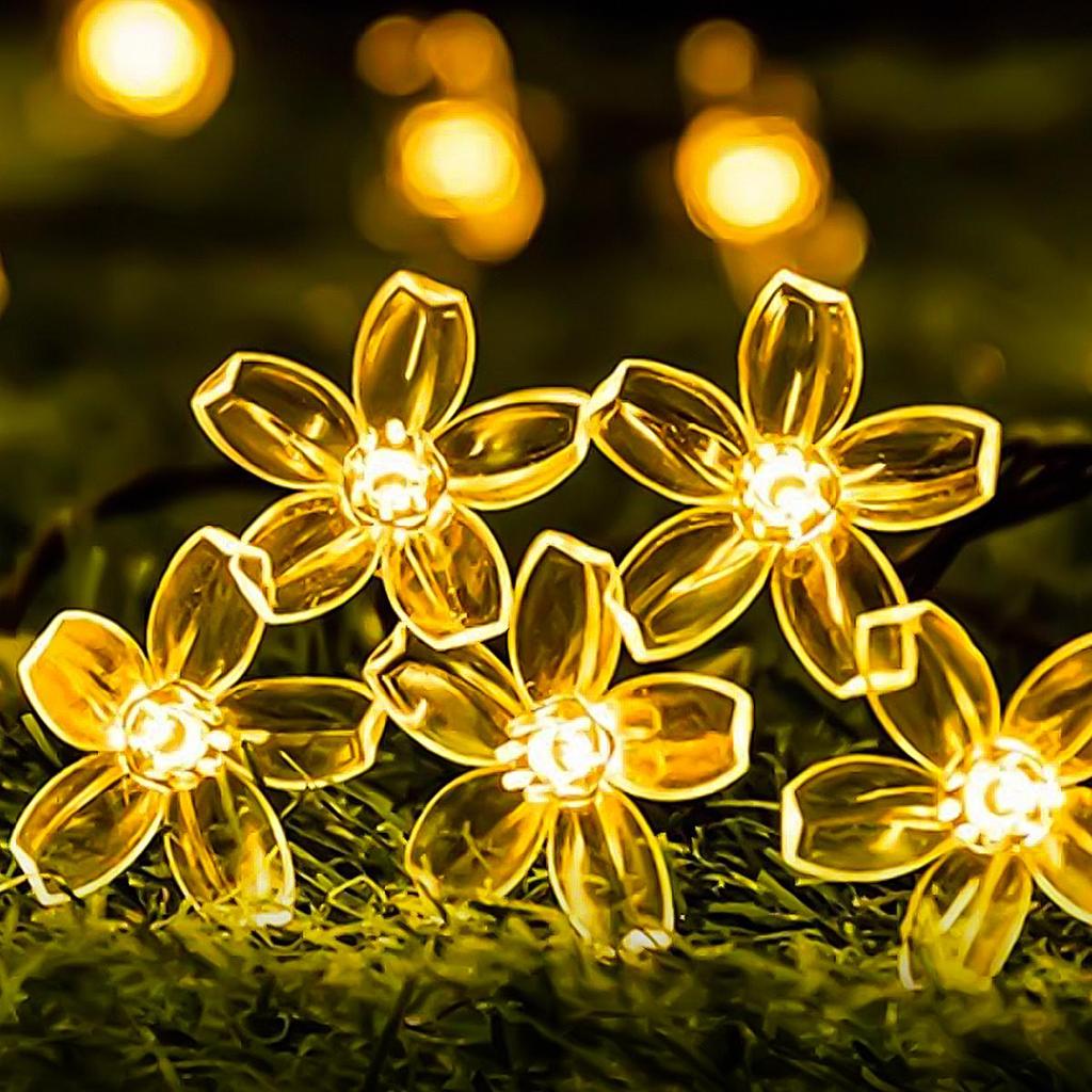 Super Bright Peach Blossom Garland Solar Led Colorful Lights Outdoor Decoration Mtltiple Sizes