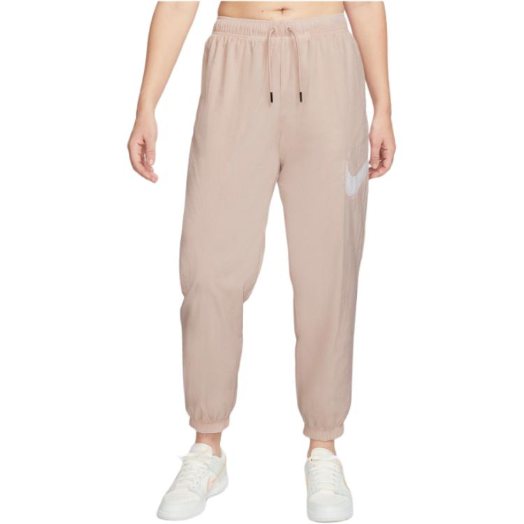 Nike Solid Color Logo Cuffed Knit Joggers Women Bottoms Pink DM6183-601
