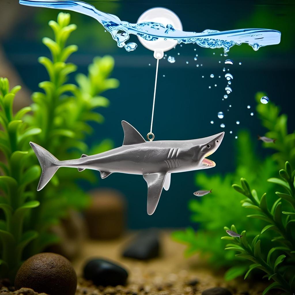 1 Pc Floating Shark Ornament - Adjustable Aquarium Shark Animal Decor | Aquarium Floating Shark Ornaments Thematic Ornaments Suitable for Aquarium