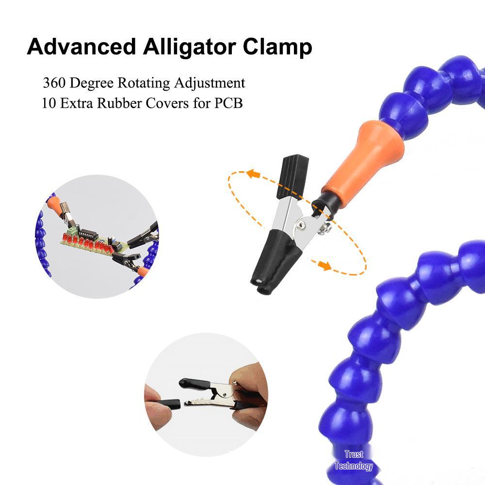 Four-Jaw Soldering Station with Flexible Arm and PCB Holder for Multifunctional Welding and Model Repair.