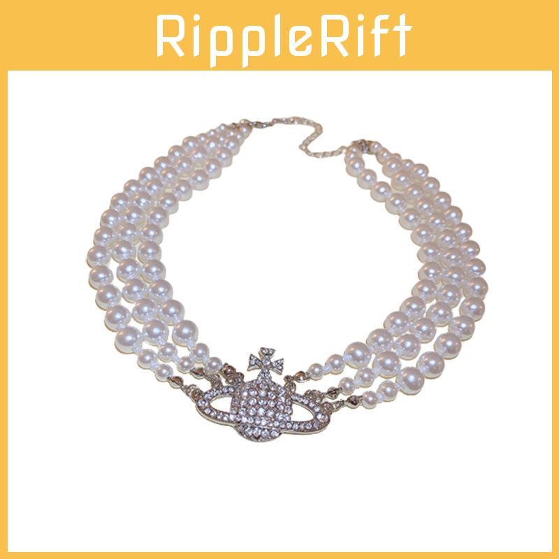 Špičkový vícevrstvý perlový náhrdelník v korejském stylu s přívěskem Saturnu