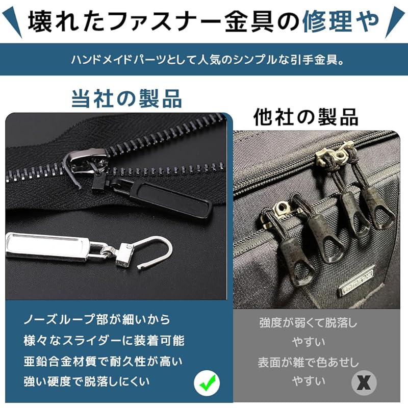 Fastener Pull Handle for Replacement Repair Parts Zipper Repair Kit Alloy Zipper Parts Chuck Head Zipper Fastener Repair Chuck Zipper Handle Clothes