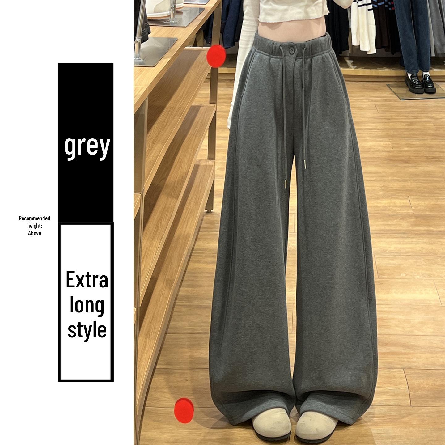 

Women s Gray Curved Button High Waist Wide Leg Sweatpants - Spring 2026 Petite Loose Fit. Small