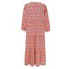 Women Bohemian Floral Print Dress V Neck A Line Maxi Beach Dress with Puff Sleeves Casual Loose Printed High Waist Swing Hem Dress for Beach Party