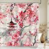 Waterproof Polyester Fabric Shower Curtain Japanese-Style Waves Samurai Landscape 3D Printing Bathroom Decor Shower Curtains